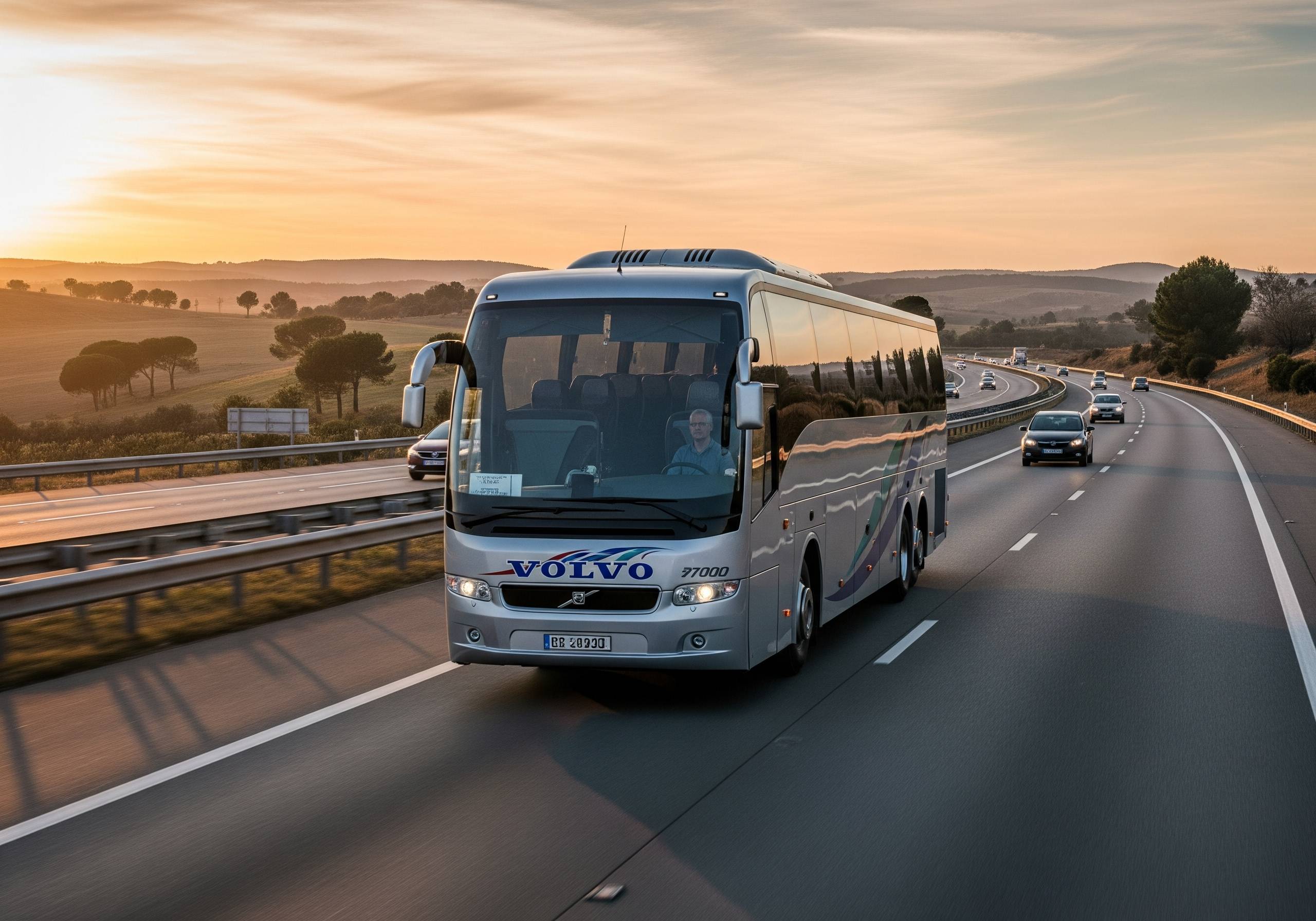 Onibus na estrada representando empréstimo com garantia